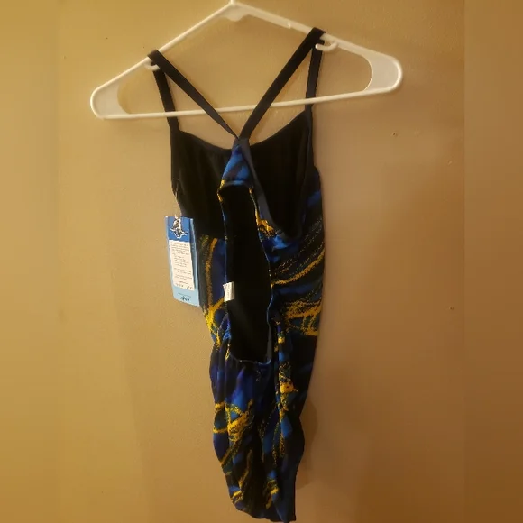 Dolfin Artistic Black and Blue One Piece Swimsuit - Picture 2 of 5